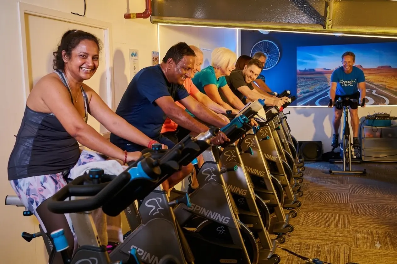 Members training together in a Fresh Gym spin class